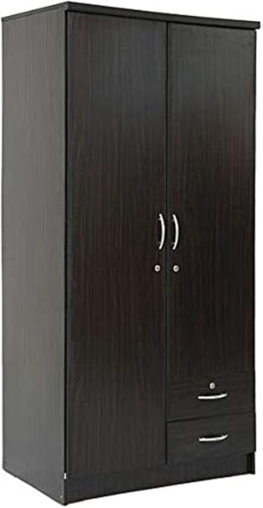 Galaxy Design 2 Door Wooden Wardrobe with 2 Drawers Wenge Color, GDF-622