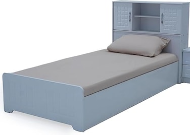 Galaxy Design Wooden Single Bed,With Storage Headboard, L190xW90 White