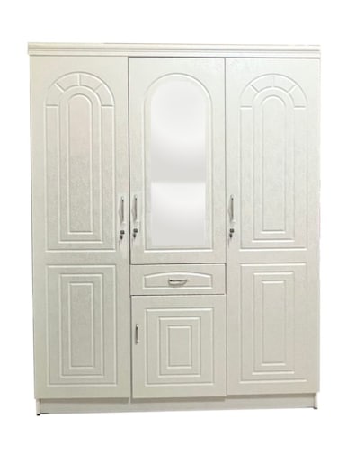 Galaxy Design 3 Door Wooden Wardrobe Cabinet Cupboard Engineered Wood Perfect Modern Stylish (White) GDF-8838
