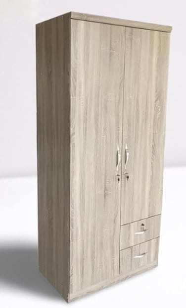 Galaxy Design 2 Door Wooden Wardrobe Cabinet Cupboard Engineered Wood Perfect Modern Stylish Heavy Duty GDF-622(White Oak)