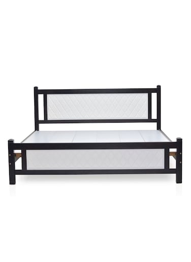 Galaxy Design Comfortable Wooden Bed Strong And Sturdy Modern Design Bed Frame (King 180x200cm, Walnut &amp; White)