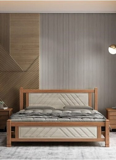 Galaxy Design Comfortable Wooden Bed Strong And Sturdy Modern Design Bed Frame (Single 90x190cm, Oak &amp; White)