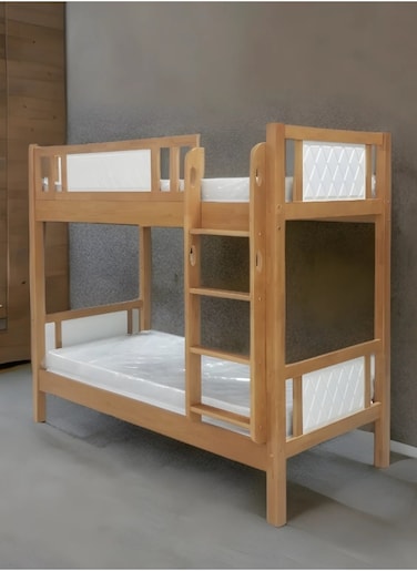 Galaxy Design Heavy Duty Wooden Bunk Bed With Solid Wooden Bedframe, Full-Length Guardrail Color (OAK-WHITE)