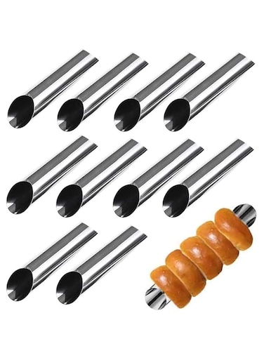 Khazna Tubes Molds, Non-stick Cream Horn Molds, 5 inch Large Stainless Steel Cake Baking Cones Shape Pastry Roll Croissant Mold Pastry Mold Cheese Roll Mould Free Standing for DIY (10Pcs)