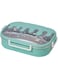 Twisoo Creative 2 Compartment Stainless Steel Lunch Box BPA Free Leakproof Clip Lock Ideal for Ice Cream and Steel Food Container Kids School Lunch box (Green)