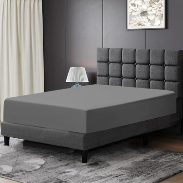 Zen 100% Cotton 300 Thread Count Fitted Sheet - Gray, Full/Double Size