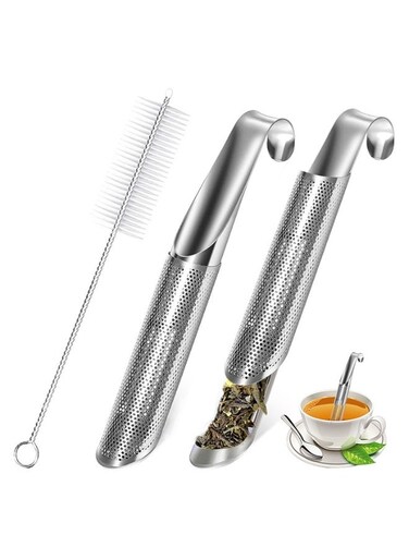 Stainless Steel Tea Infuser Set - Stick Pipe Infuser with Brush and Hook for Loose Tea Leaves