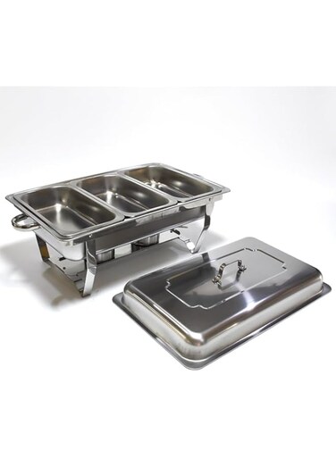 BPA HTH Stainless steel buffet stove hotel restaurant food heating container can be divided into compartments for alcohol stove (3.6L-Triple)