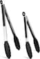 Silicone Non-SlipTongs for Cooking, Table Tongs for Kitchen Salad, Pasta, Grilling, BBQ, Heat Resistant Tip, Strong Grip for Meat, Black