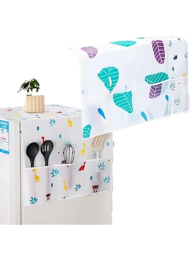 Lonimia Refrigerator Dust-Proof Cover, Refrigerator Cover, EVA Plastic Lightweight Washable Side Pocket Design Dustproof Waterproof, Suitable for Refrigerators, Microwaves, Ovens Etc(Random Style)