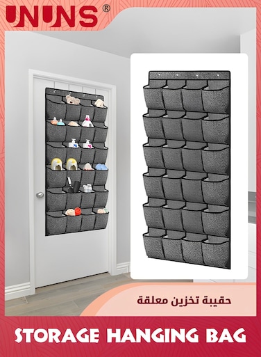 Over The Door Shoe Organizer,24 Pocket Strong Space Saving Shoe Organizer,Holds Up To 40 Pounds,Hanging Behind Large Breathable Mesh Pocket,Closet Caddy Holder