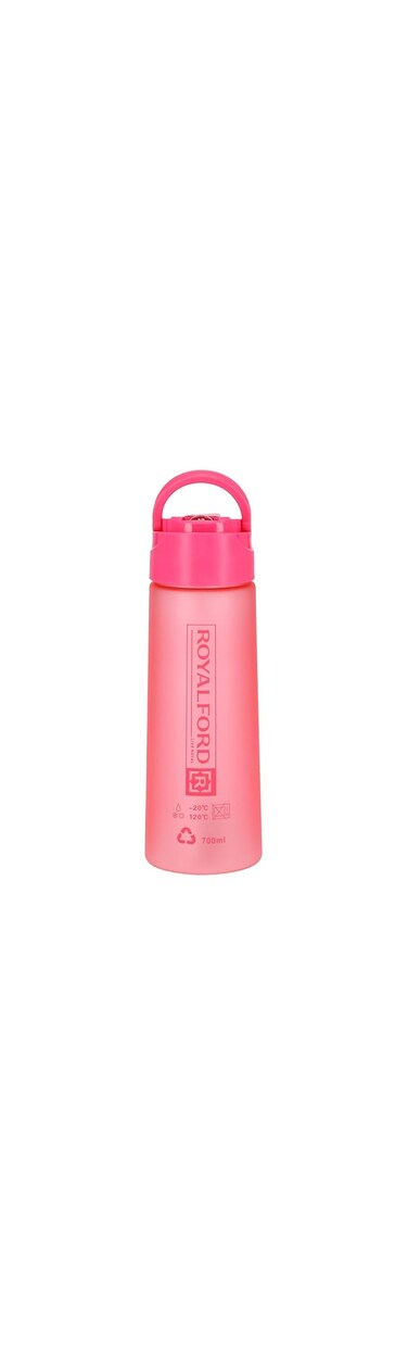 Royalford Rf7578Pn 700Ml Water Bottle - REUsable Wide Mouth With Hanging Clip   Button Lock Lid Transparent Body Perfect While Travelling, Camping, Trekking &amp; More