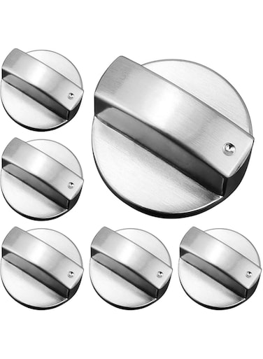6 PCS Stainless Steel Stove Control Knob Range Oven Burner knob Gas Stove Knob Duty Range Burner Switch Zinc Alloy Stove Oven Knobs Replacement