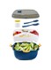 NALACAL Lunch Box, Double Layer Salad Bento Box with Cutlery and Sauce Container, Salad Bowl with 5 Compartment Bento Style Tray 40 oz Leak Proof Lunch Box for Food Snack Salad Home Office Blue