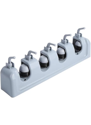 AWH Mop Broom Holder Wall Mounted Commercial Organizer Storage Saving Space Storage Rack For Kitchen Garden And Garage,4 Position With 5 Hooks,