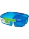 Sistema Lunch Triple Split Box With Yoghurt Pot, Blue, 24.5 X 9.2 X 20 Cm, 40920-2