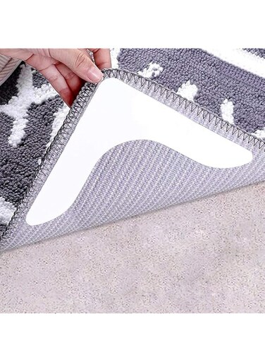 Rug Grippers with Super Stickiness- Anti Curling Carpet Tape Non-Slip Area Keeps Your Rug in Place and Makes Corners Flat for Corners and Edges Renewable 8pcs (White)
