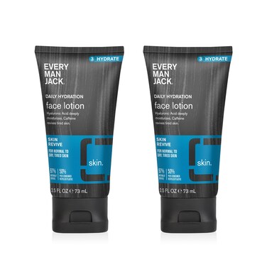 Every Man JackDaily Face Lotion for Men - Deeply Moisturize and Revive Dry, Tired Skin with Hyaluronic Acid, Aloe Vera and Niacinamide - 2.5 oz Men鈥檚 Face Lotion (2 Pack)