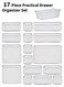 17-Piece Clear Drawer Organizer Set (6 Sizes), Stackable Plastic Storage Trays for Kitchen Utensils, Bathroom, Vanity &amp; Office