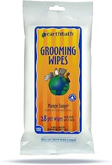 Earthbath Grooming Wipes Mango Tango 28 Pet Wipes Extra-Thick