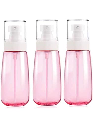 60ml Fine Mist Spray Bottle,3-Pcs Sprayer Bottle, Refillable Travel Containers for Perfume, Skincare, Makeup - Lightweight Transparent Plastic Sprayer for Cosmetics, Hair (Pink)