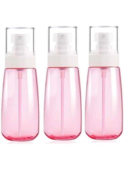 60ml Fine Mist Spray Bottle,3-Pcs Sprayer Bottle, Refillable Travel Containers for Perfume, Skincare, Makeup - Lightweight Transparent Plastic Sprayer for Cosmetics, Hair (Pink)