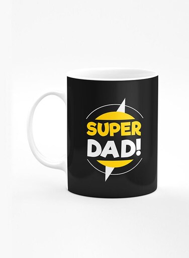 Designer Printed Coffee Mug with Heavy Duty Handle 11oz Ceramic Personalised Gift Mugs Cup [Microwave Safe &amp; Dishwasher Proof] - Super Dad
