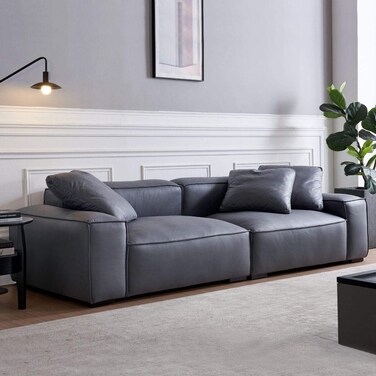 Karnak Baldwin 2 Seater Leather Sofa - Dark Grey