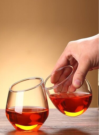 Set of 2 - 350ML Borosilicate Slanted Crystal Glass , Lead-Free Crystal Wine &amp; Cocktail Glass