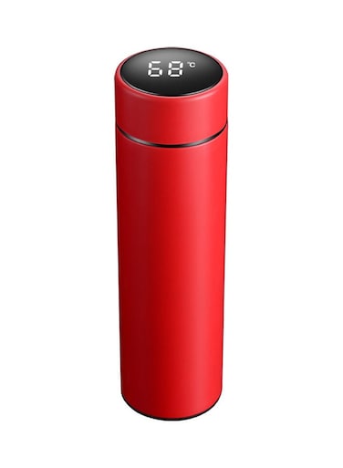 Insulated Temperature Display LCD Touch Screen Stainless Steel Bottle Red 24x7x7cm