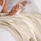 Home Soft Cooling Muslin Blanket Throw Size (127cm x 152cm), 60% Rayon Derived from Bamboo 40% Cotton, Breathable Lightweight Cool Blanket for Hot Sleepers, 4-Layer Cozy Gauze for Bed, Natural