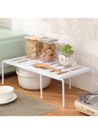 U-HOOME Cabinet Shelf Organizers Expandable Kitchen Shelves Organizer, Spice Organizer for Cabinet, Pantry Shelves, Countertops, Closet Grid Design can Drain