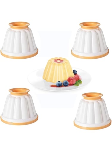 LEBKFT 4 pcs Pudding Moulds Pudding Cups with Lid Traditional Jelly Moulds Mini Pudding Basins Baking Cases Yorkshire Pudding Tray DIY Baking Tins Non Stick Cooking Pans