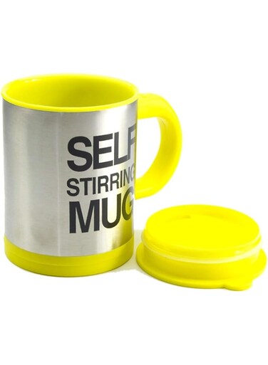 Yellow Lazy Auto Self Stirring Mug Tea Coffee Cup Novelty Work Office Garden