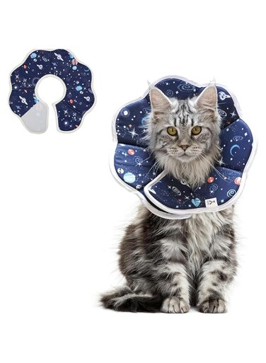 QUEENADA Soft Cat Cone - Cat Recovery Collar to Stop Licking Protective Cat Neck Cone After Surgery Not Block Vision for Cats Kittens and Puppies(S)