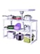 Under Sink Organizer:2 Tiers,Expandable,Adjustable Shelf Organizer, Bathroom Kitchen Shelf Rack for Pots,Pans,Cleaner,Stainless Steel Cabinet Organizer...