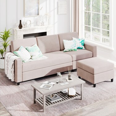 Karnak Athens 3-Seater L-Shape Polyester Sofa - Platinum