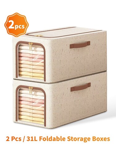 Pcs Long Foldable Storage Boxes with Windows, Slim Closet Storage Organizer with Zipper Lid, Steel Frame Reinforced Storage Bins for Under Bed, Wardrobe Gaps, Corners &amp; Car Trunk, Large Capacity, Washable, Space-Saving Storage Box