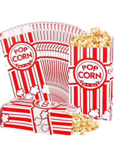 Khazna Paper Popcorn Bags, 100PCS 1 Oz Small Vintage Individual Servings Popcorn Container for Popcorn Party, Movie Nights, 9 * 6 * 21CM