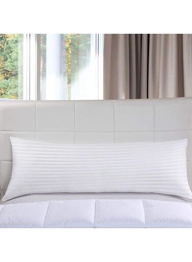Long Body Pillow With Cover Cotton White 140x50cm