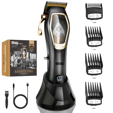 DSP Pro Barber Hair Clippers Set: Cordless Magnetic 9000 RPM, Constant Speed Control for Smooth Cutting. Ceramic Blades, 2500mAh Battery, Low Noise &amp; Heat - Ideal for Men's Grooming &amp; Fades (Black)