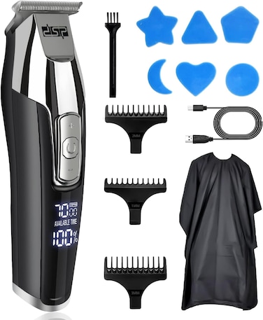 DSP Hair Trimmer with LED Display - Wireless T Trimmer, Barber Trimmer - All in One Kit, Waterproof - for Barbers and Men