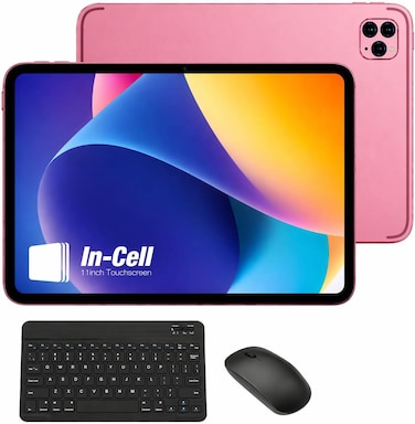 Modio M93 Tablet 11 Inch, 12GB RAM, 512GB Storage, Android 15, 10000mAh Battery, In-Cell HD Display, Dual SIM WiFi with Keyboard &amp; Mouse &ndash; Pink