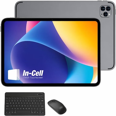 Modio M93 Tablet 11 Inch, 12GB RAM, 512GB Storage, Android 15, 10000mAh Battery, In-Cell HD Display, Dual SIM WiFi with Keyboard &amp; Mouse &ndash; Grey