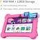 Modio M70 Tablet 7 Inch HD Display, Android 10.1, 4GB RAM 128GB Storage, Dual Camera, 3000mAh Battery, 5G WiFi, Shockproof EVA Case with Stand (Pink)