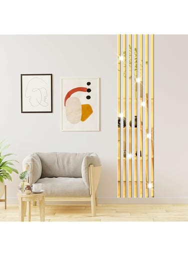 Stripe Mirror Wall Stickers Gold Acrylic Mirror Stickers Wall Decor Long Mirror Strip Peel and Stick Wall Art Decals for Bedroom Living Room Removable Mirror Tiles for Bathroom Office Decorations