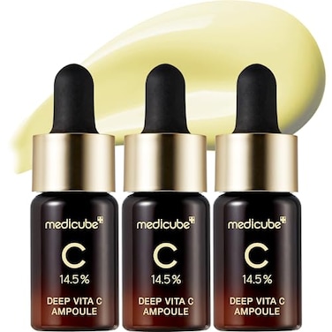Medicube Deep Vita C Serum 2.0    14.5% Pure Vitamin C Reduce The Appearance Of Hyperpigmentation, Dark Spots, And Blemishes, 16 Self-Tests Complete, Korean Skincare (10G * 3 Bottles)