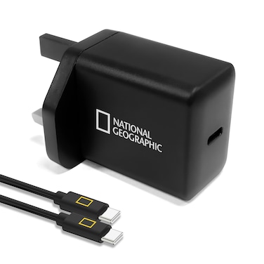 National Geographic 25W GaN USB-C Fast Charger with USB-C Cable, PD 3.0 &amp; PPS Compact Wall Adapter for iPhone 17/16/15, Samsung Galaxy S26/S25/S24 &amp; Android Devices