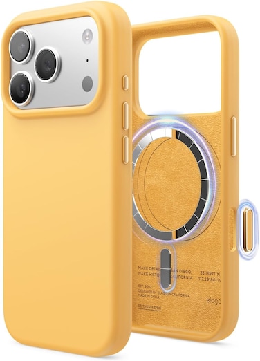 elago Magnetic Liquid Silicone compatible with iPhone 17 Pro case cover [Camera Control Button Cover] compatible with MagSafe Shockproof - Sunshine