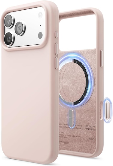 elago Magnetic Liquid Silicone compatible with iPhone 17 Pro MAX case cover [Camera Control Button Cover] compatible with MagSafe Shockproof - Light Pink